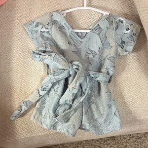 Elegant Lace Kids One Piece - Light Blue